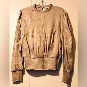 FOREVER Metallic Gold Long Sleeve Blouse